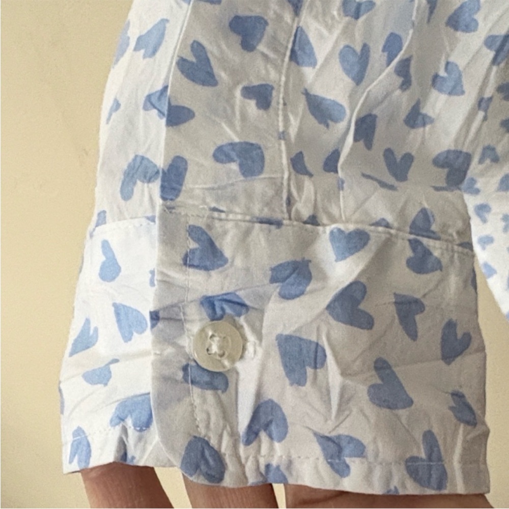 Like New Frank & Eileen Barry Button Down Top Signature Crinkle Hearts Large - Picture 6 of 11